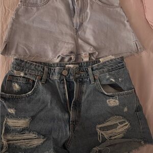 Zara Blue and Gray Jean Shorts